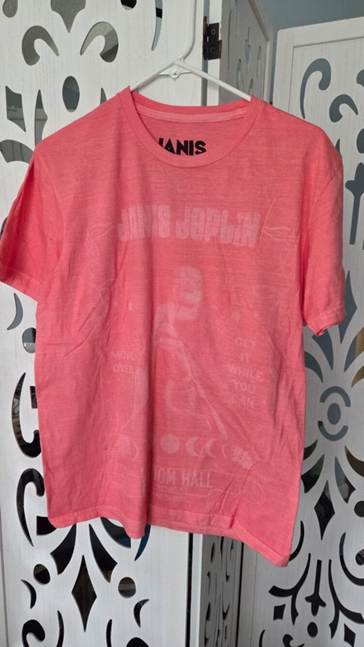 Janis Joplin Concert Graphic Tee Shirt Pink Heathered Women's XS Extra Small